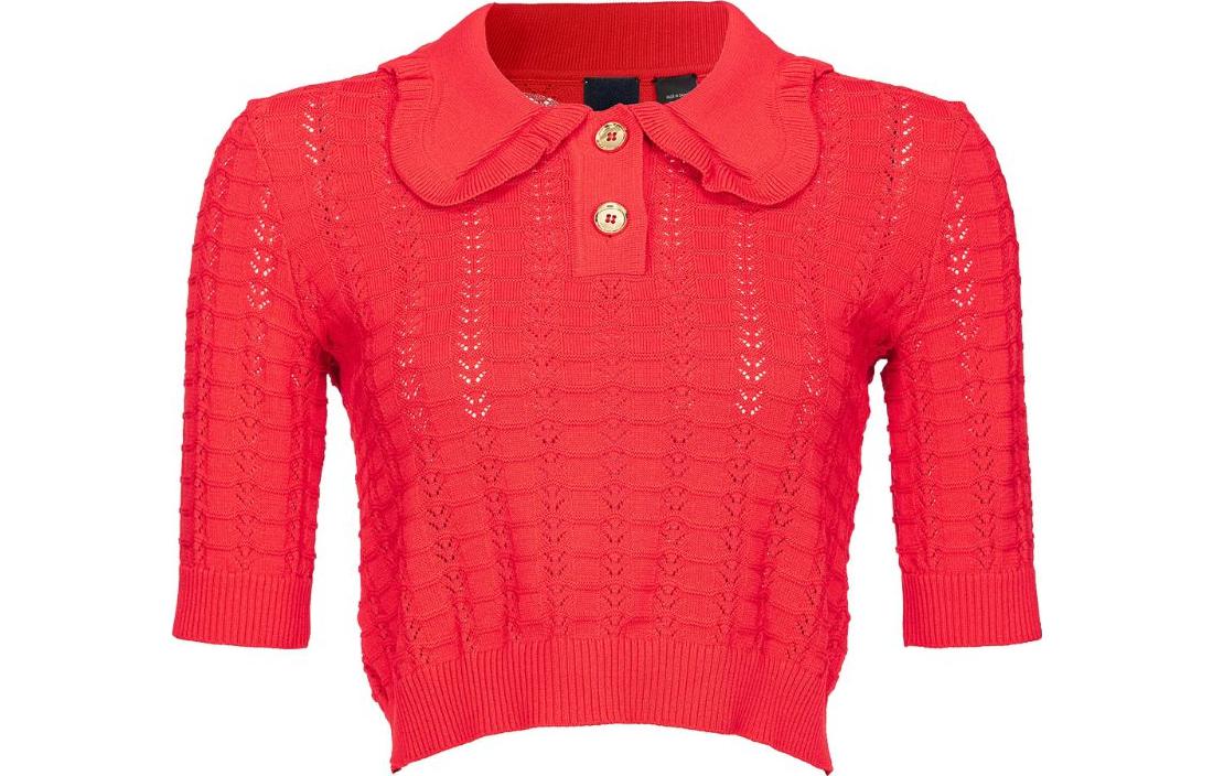 Order (W) PINKO FW23 紅色網眼針織短袖毛衣 103162A1Q3-R48