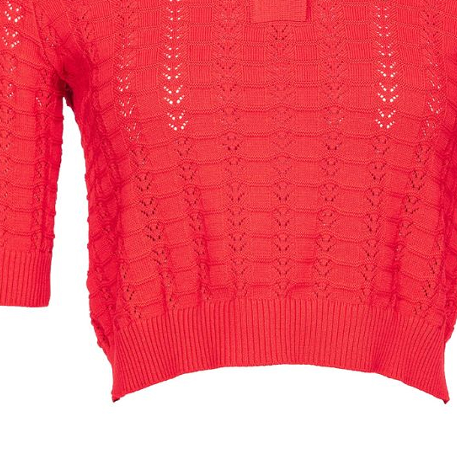 Sizing (W) PINKO FW23 紅色網眼針織短袖毛衣 103162A1Q3-R48