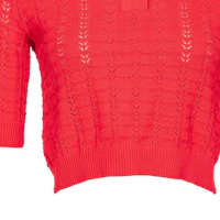 Sizing (W) PINKO FW23 紅色網眼針織短袖毛衣 103162A1Q3-R48