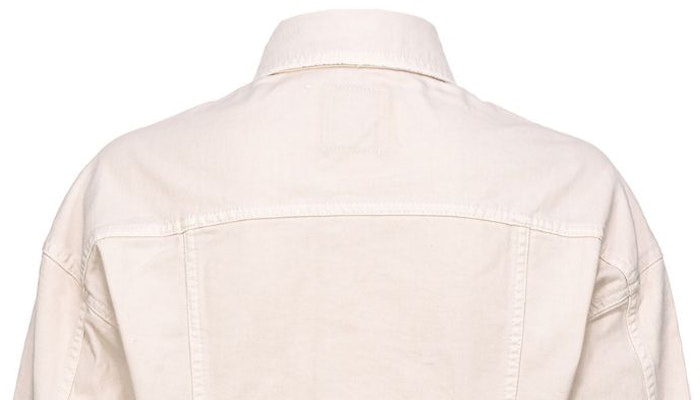 (W) PINKO FW23 Jaket Pendek Denim Beige dengan Detail Tabung Metal. 102944A1MR-CH7 Details for (W) PINKO FW23 Jaket Pendek Denim Beige dengan Detail Tabung Metal. 102944A1MR-CH7