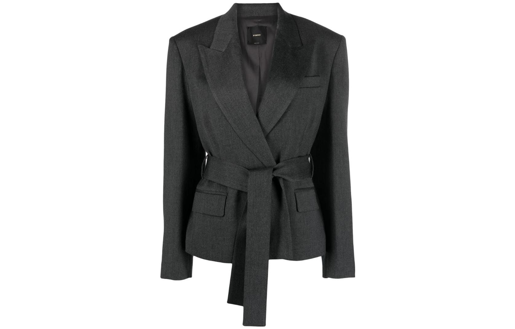 (Women) PINKO FW23  Solid Color Belted Blazer Dark Gray 102355A1B3-I90