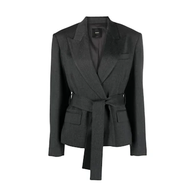 (Women) PINKO FW23 Solid Color Belted Blazer Dark Gray 102355A1B3-I90