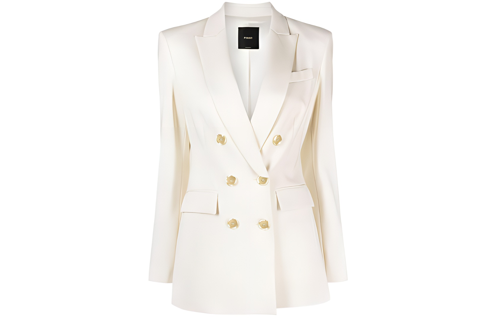 (Women) PINKO FW23  Solid Lapel Slim Double-Breasted Blazer Off-White. 100154A1L3-N96