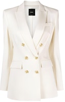 (Women) PINKO FW23 Solid Lapel Slim Double-Breasted Blazer Off-White. 100154A1L3-N96 (Women) PINKO FW23 Solid Lapel Slim Double-Breasted Blazer Off-White. 100154A1L3-N96