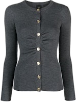 (Women) PINKO FW23 Solid Ribbed Button-Up Long Sleeve Knit Cardigan Dark Grey 102340A15S-I90 (Women) PINKO FW23 Solid Ribbed Button-Up Long Sleeve Knit Cardigan Dark Grey 102340A15S-I90