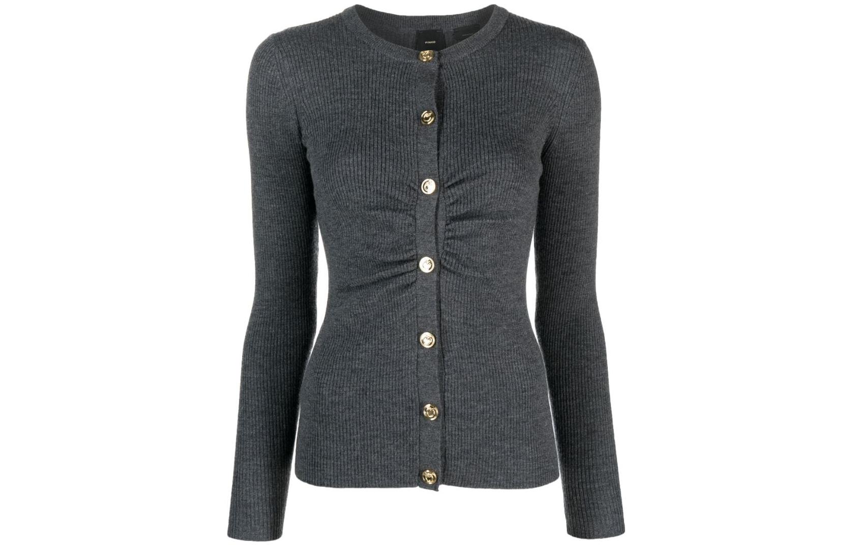 Order (W) PINKO FW23 深灰色女士长袖针织开衫扣子设计毛衣 102340A15S-I90