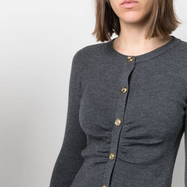 Details for (W) PINKO FW23 深灰色女士长袖针织开衫扣子设计毛衣 102340A15S-I90