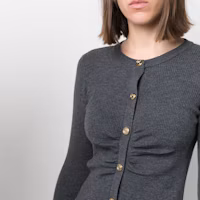 Details for (W) PINKO FW23 寬鬆羅紋針織長袖釦衫 深灰色 102340A15S-I90
