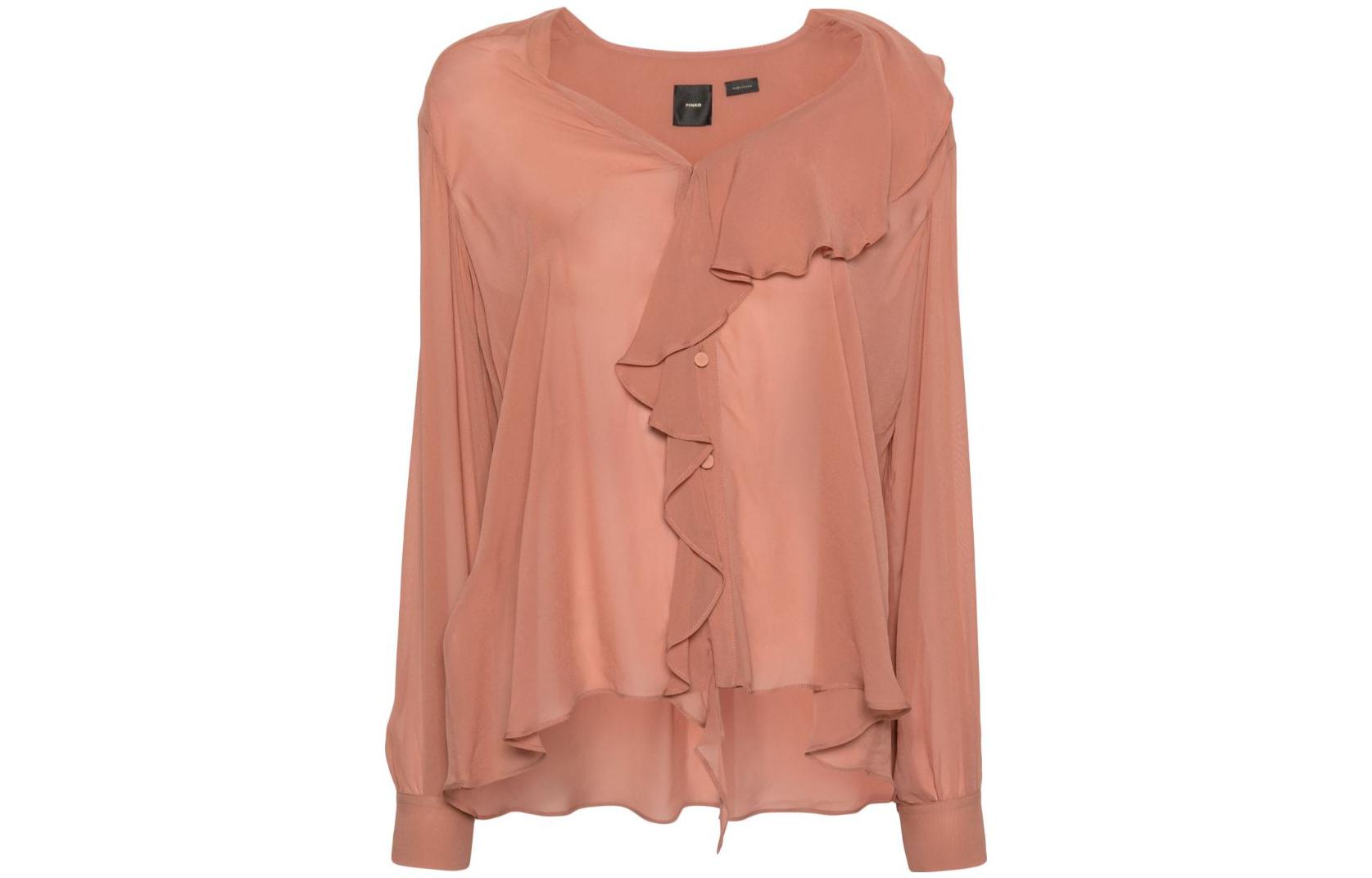 Order (W) PINKO 2023秋冬 純色荷葉邊長袖襯衫 102964A1JZ-L44