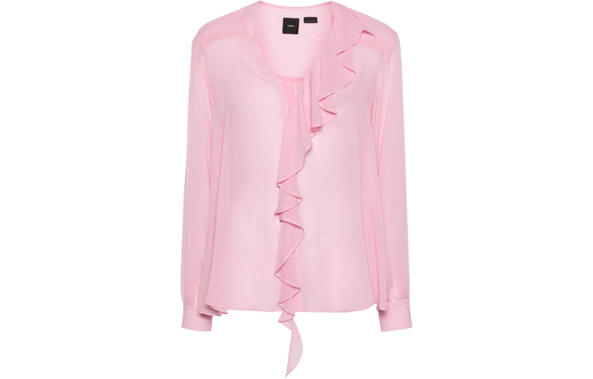 Details for (W) PINKO 2023秋冬 純色荷葉邊長袖襯衫 102964A1JZ-L44