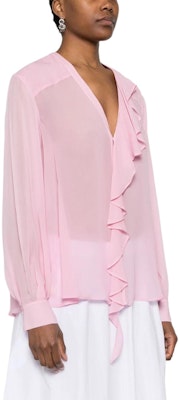 (W) PINKO 2023秋冬 純色荷葉邊長袖襯衫 102964A1JZ-L44 Cheap (W) PINKO 2023秋冬 純色荷葉邊長袖襯衫 102964A1JZ-L44