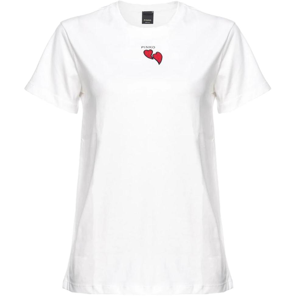 (Women) PINKO FW23  White Graphic Letter Print Crewneck T-Shirt 100789A1P8-Z07