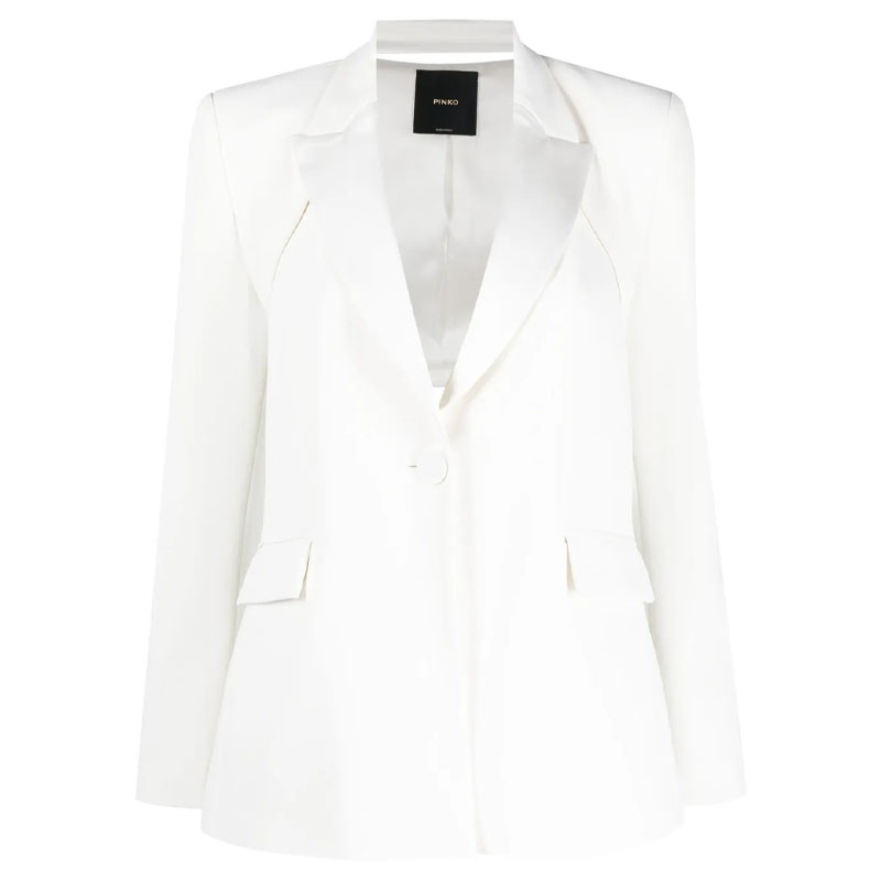 (Women) PINKO FW23  White Solid Single-Breasted Casual Blazer Long Sleeve. 103170A0HC-Z05