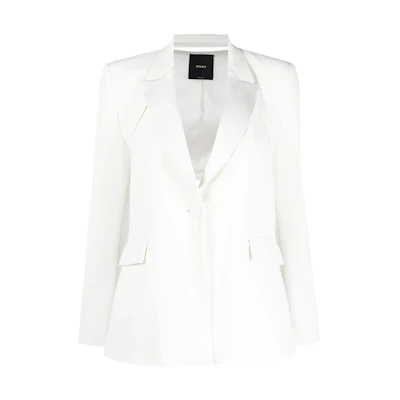 (Women) PINKO FW23 White Solid Single-Breasted Casual Blazer Long Sleeve. 103170A0HC-Z05