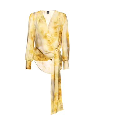 (Women) PINKO FW23 Abstract Pattern Long Sleeve Shirt Women’s Yellow. 103124A1K9-HS4