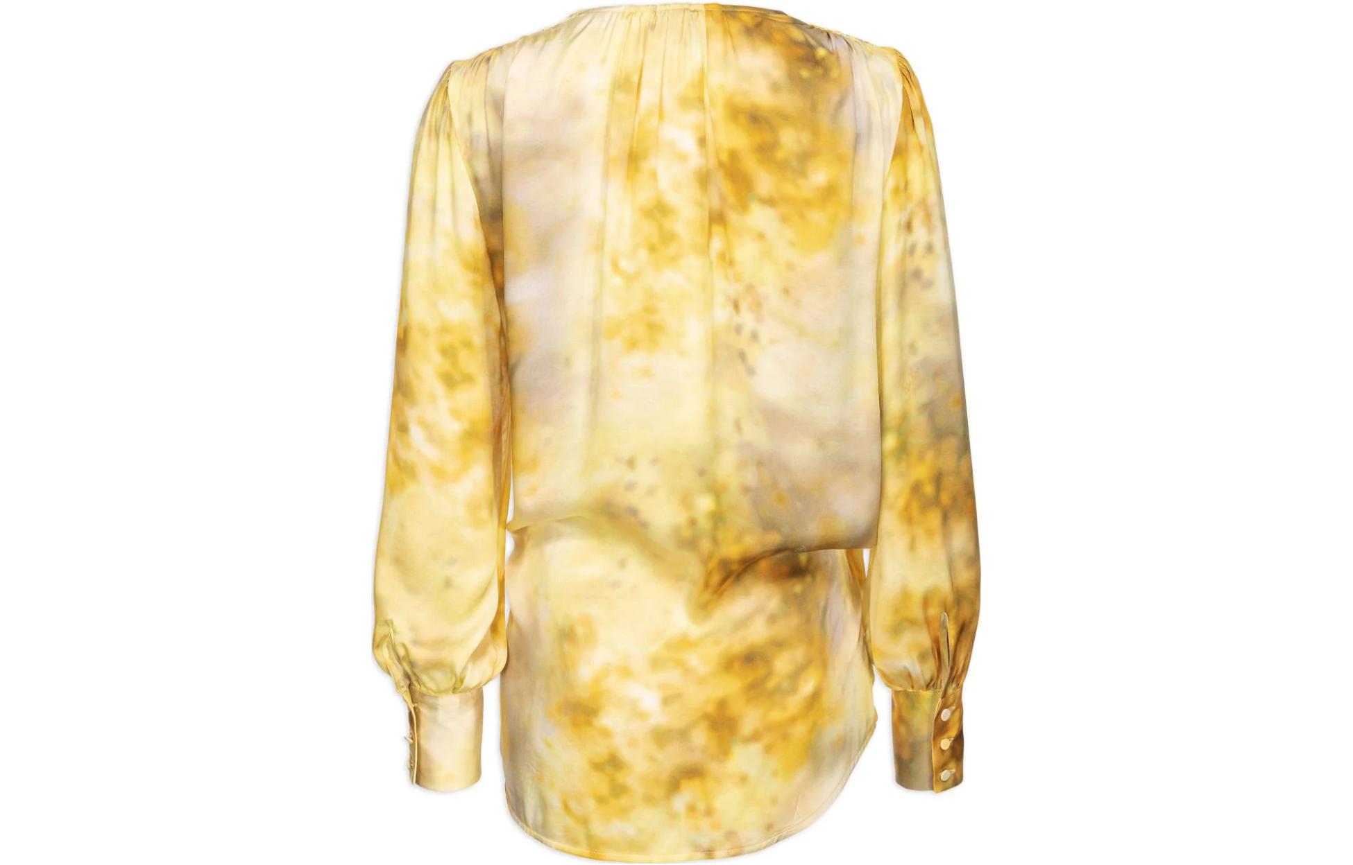 Lookbook (W) PINKO 2023秋冬抽象圖案長袖襯衫 女款 黃色 103124A1K9-HS4