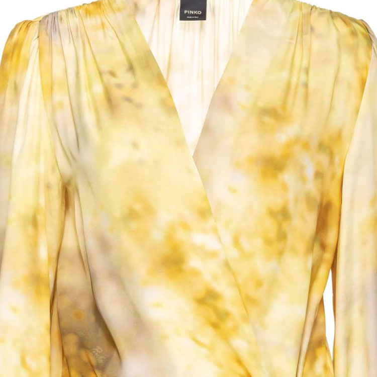 Shop (W) PINKO 2023秋冬抽象圖案長袖襯衫 女款 黃色 103124A1K9-HS4