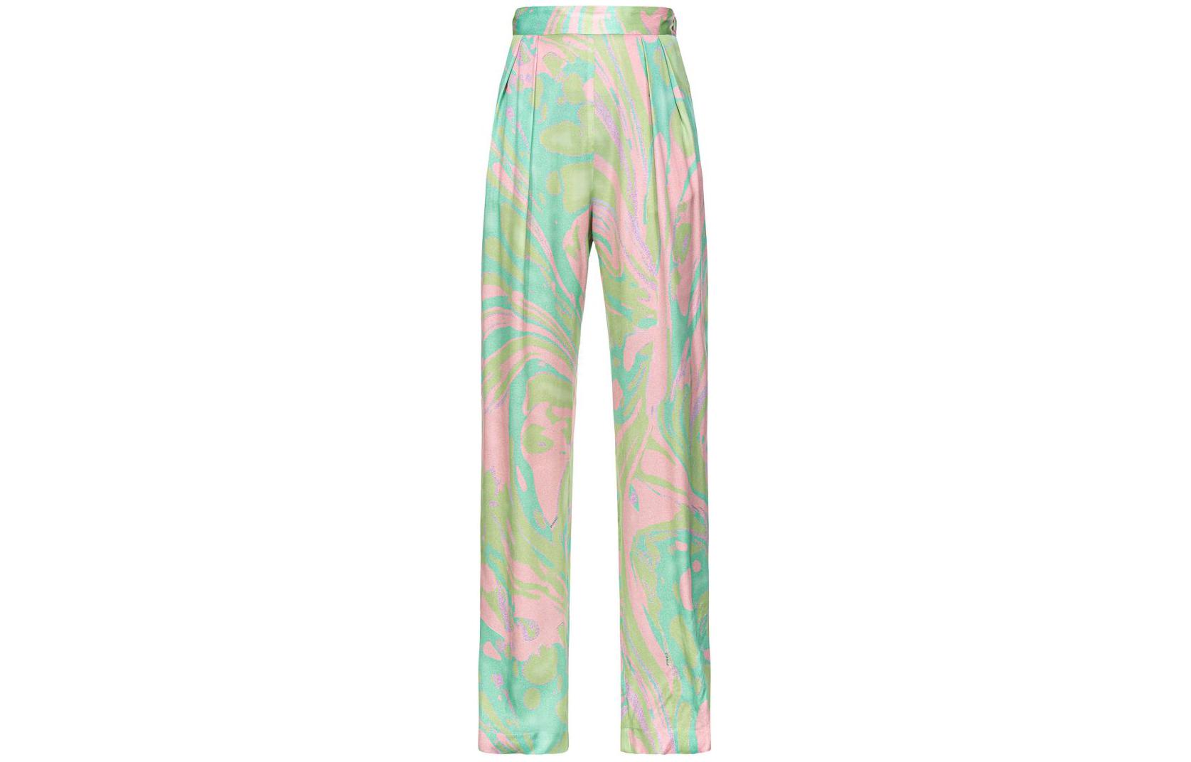 (Women) PINKO FW23 Abstract Print Mid-Waist Straight-Leg Casual Pants Women Multicolor 103123A1NQ-SN2