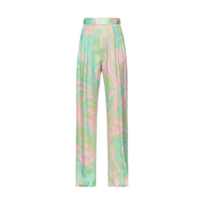 (Women) PINKO FW23 Abstract Print Mid-Waist Straight-Leg Casual Pants Women Multicolor 103123A1NQ-SN2