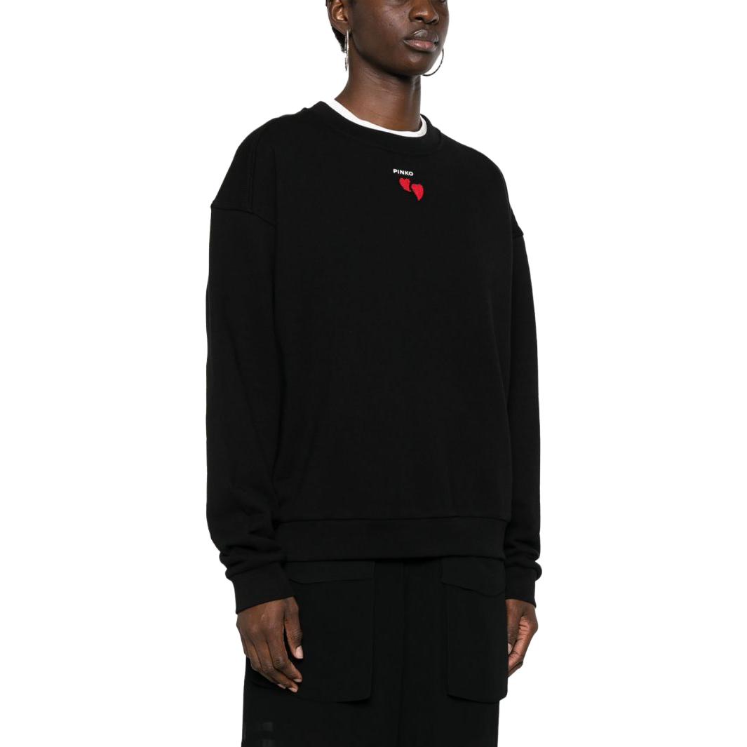 Purchase (W) Pinko FW23 黑色圓領毛衣 心形刺繡標誌 102199A1TM-Z99
