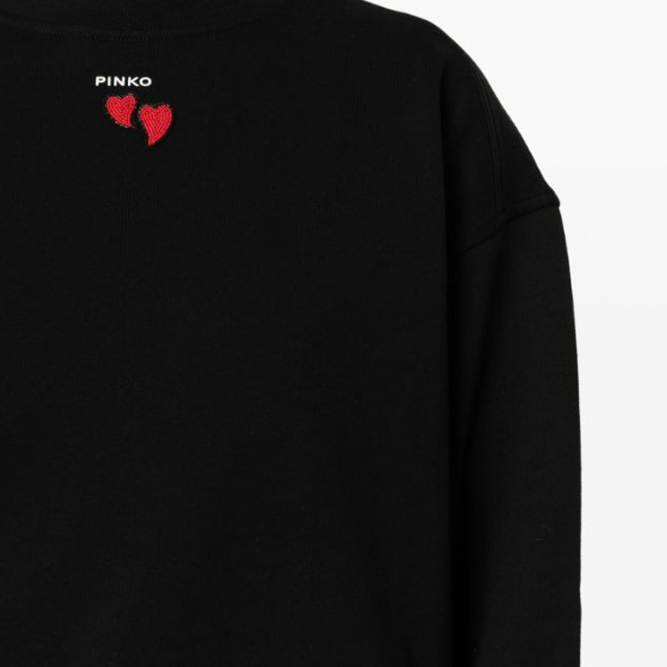 Sizing (W) Pinko FW23 黑色圓領毛衣 心形刺繡標誌 102199A1TM-Z99