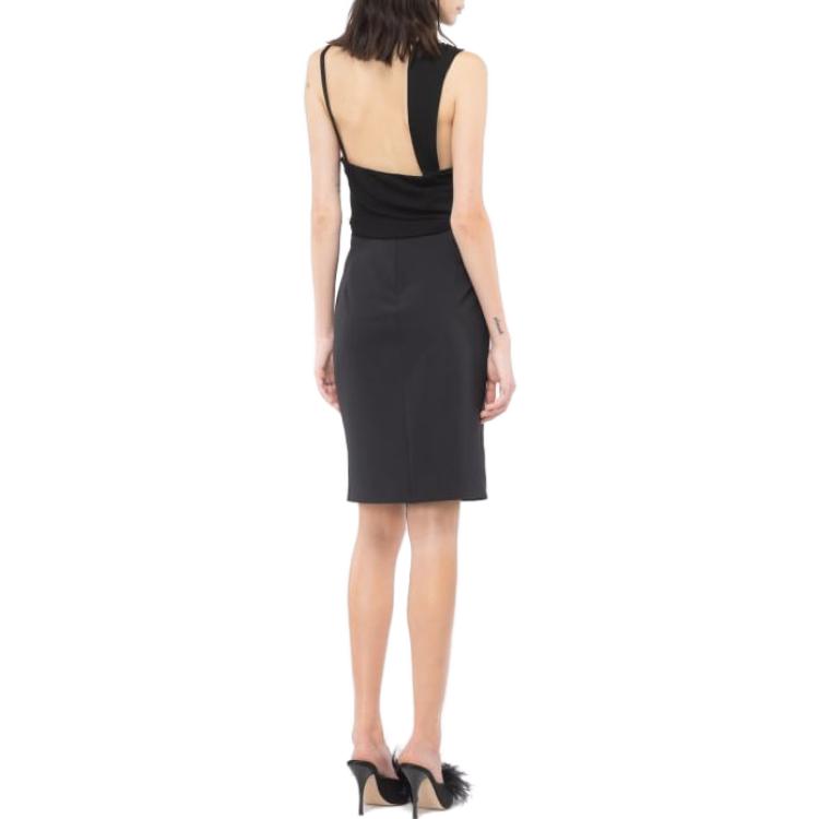 Sizing (W) PINKO FW23 Skirt Pendek Hitam Berbulu & Labuci - Gaya Mini Moden. 102941A1JX-Z99