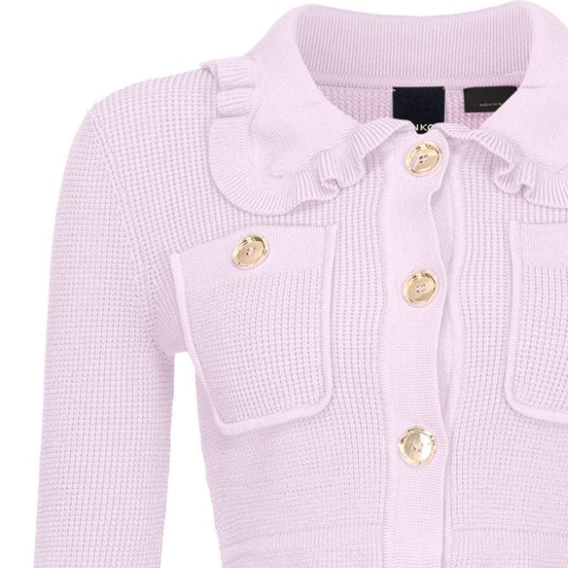 Details for (W) PINKO 秋冬23 粉色荷叶边领修身针织开衫 女士款 103160A1Q3-N78