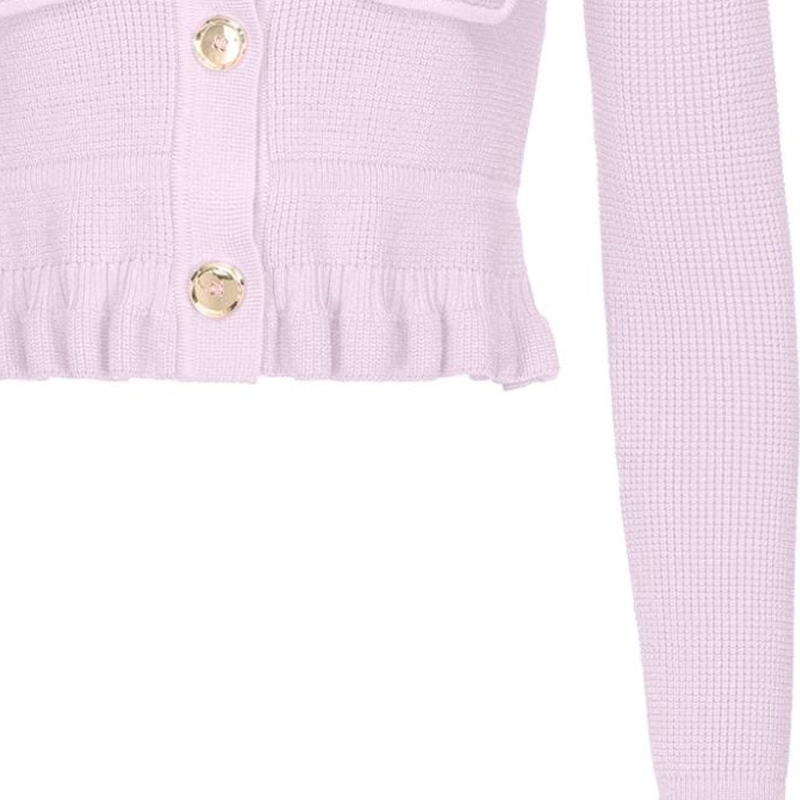 Sizing (W) PINKO 秋冬23 粉色荷叶边领修身针织开衫 女士款 103160A1Q3-N78