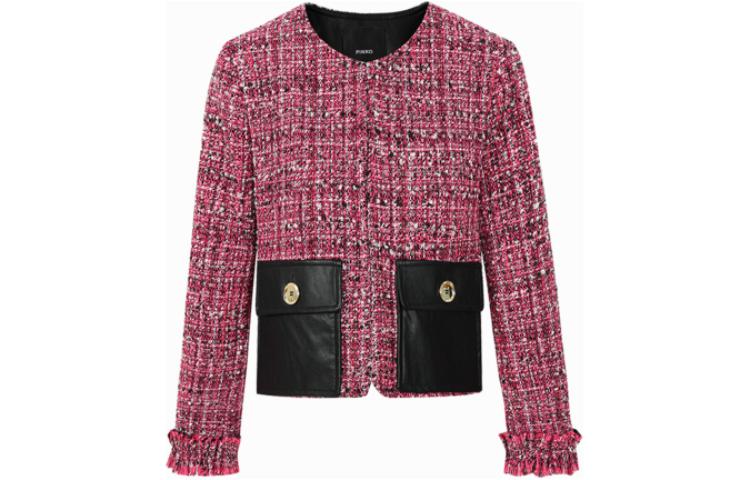 (Women) Pinko FW23 Purple Tweed Short Jacket with Snap Closure and Pockets 102192A19G-YZD
