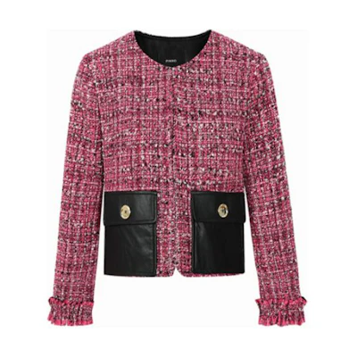 (Women) Pinko FW23 Purple Tweed Short Jacket with Snap Closure and Pockets 102192A19G-YZD