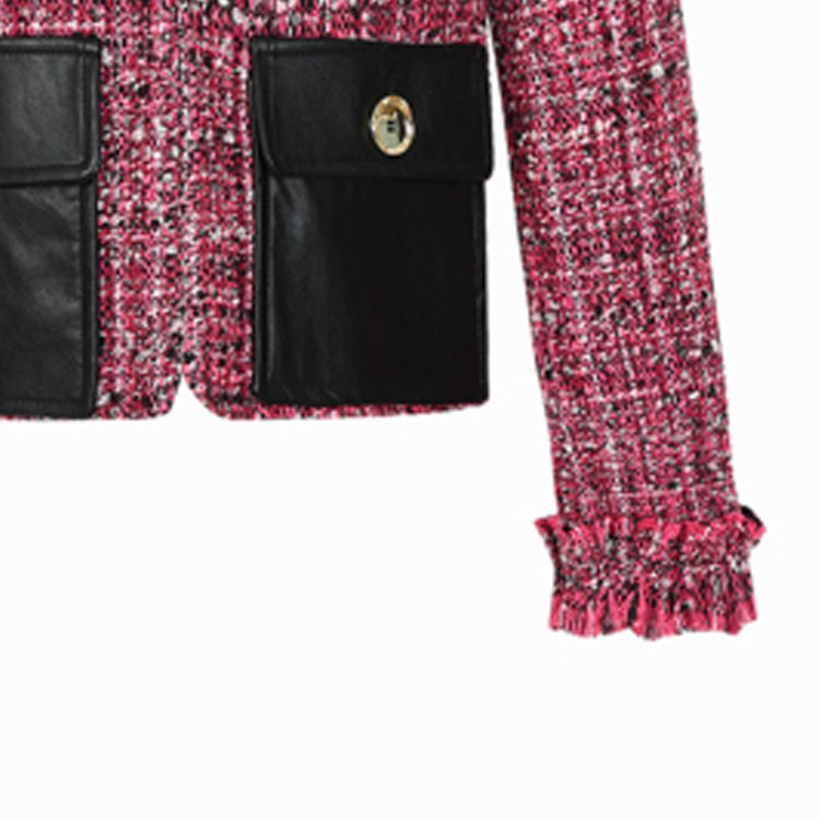 Sizing (W) Pinko FW23 紫色斜紋短版外套，搭配按扣與口袋 102192A19G-YZD