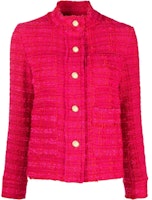 (Women) PINKO FW23 Solid Blend High-Neck Buttoned Jacket Women’s Raspberry Pink 100539A1OP-YNR (Women) PINKO FW23 Solid Blend High-Neck Buttoned Jacket Women’s Raspberry Pink 100539A1OP-YNR