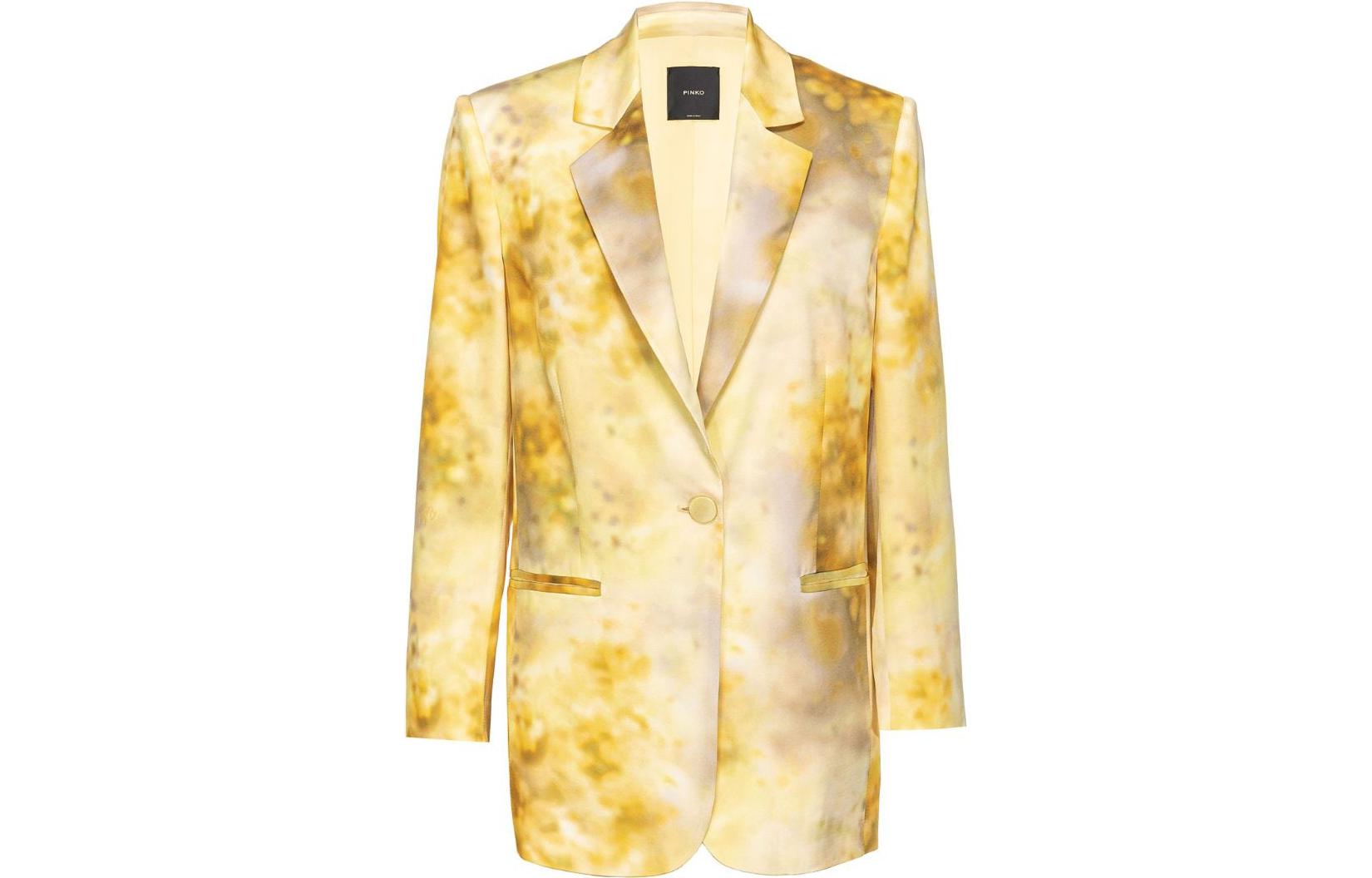 (Women) PINKO FW23 Tie-Dye Print Single-Breasted Casual Blazer Yellow Women. 102858A1K9-HS4