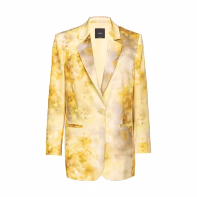 (Women) PINKO FW23 Tie-Dye Print Single-Breasted Casual Blazer Yellow Women. 102858A1K9-HS4