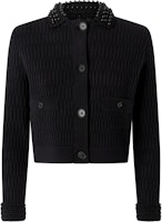 (Women) PINKO FW24 Black Knit Cardigan with Beaded Embellishments. 104361A27J (Women) PINKO FW24 Black Knit Cardigan with Beaded Embellishments. 104361A27J