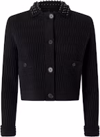 Order (W) PINKO FW24 黑色針織開衫,鑲嵌珠飾設計。 104361A27J