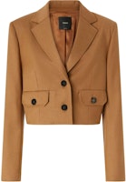 (Women) PINKO FW24 Brown Solid Single-Breasted Short Jacket. 104337A1B3 (Women) PINKO FW24 Brown Solid Single-Breasted Short Jacket. 104337A1B3