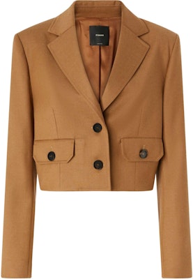 (W) PINKO FW24 Jaket Pendek Coklat Polos Single-Breasted. 104337A1B3 Buy (W) PINKO FW24 Jaket Pendek Coklat Polos Single-Breasted. 104337A1B3