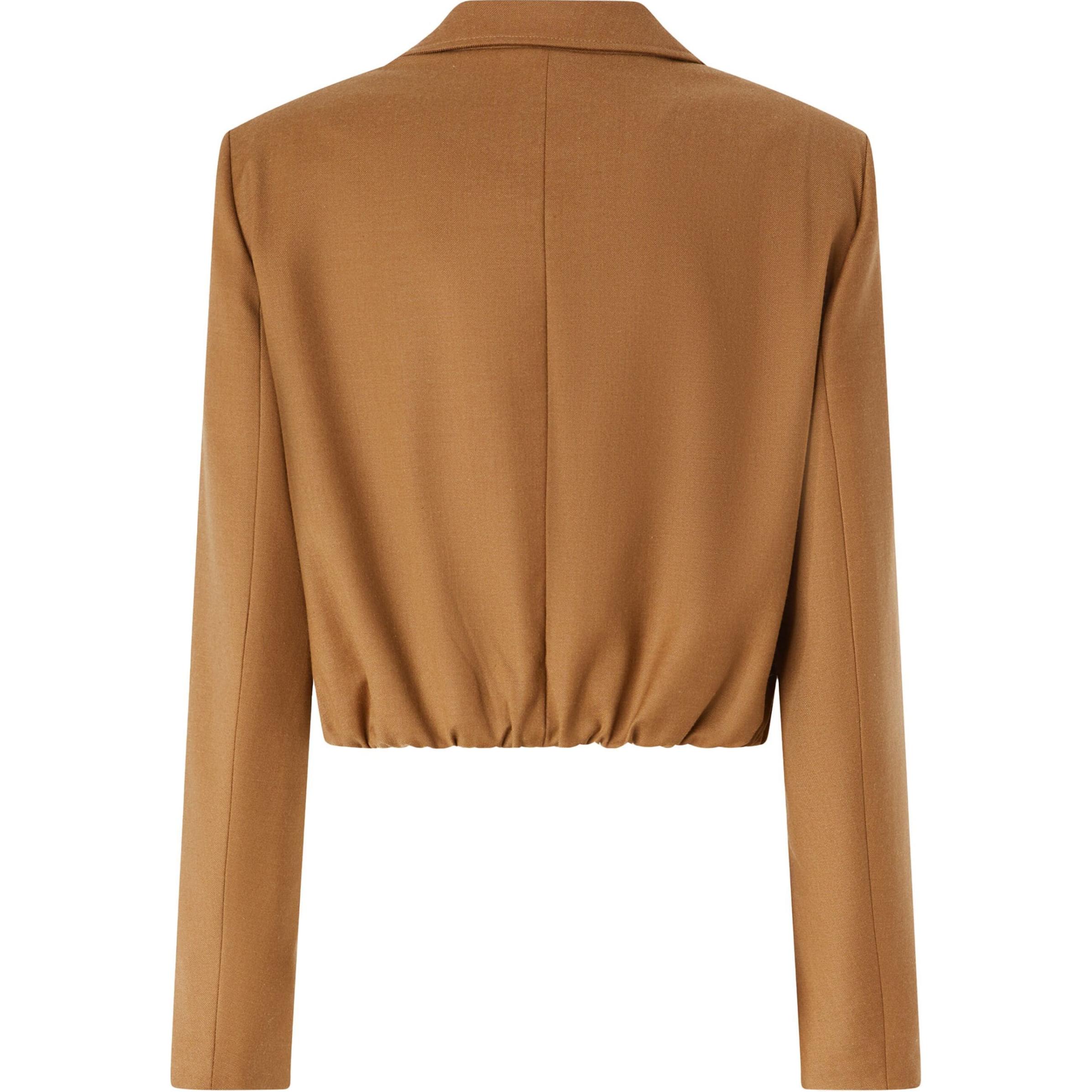 Lookbook (W) PINKO FW24 Jaket Pendek Coklat Polos Single-Breasted. 104337A1B3