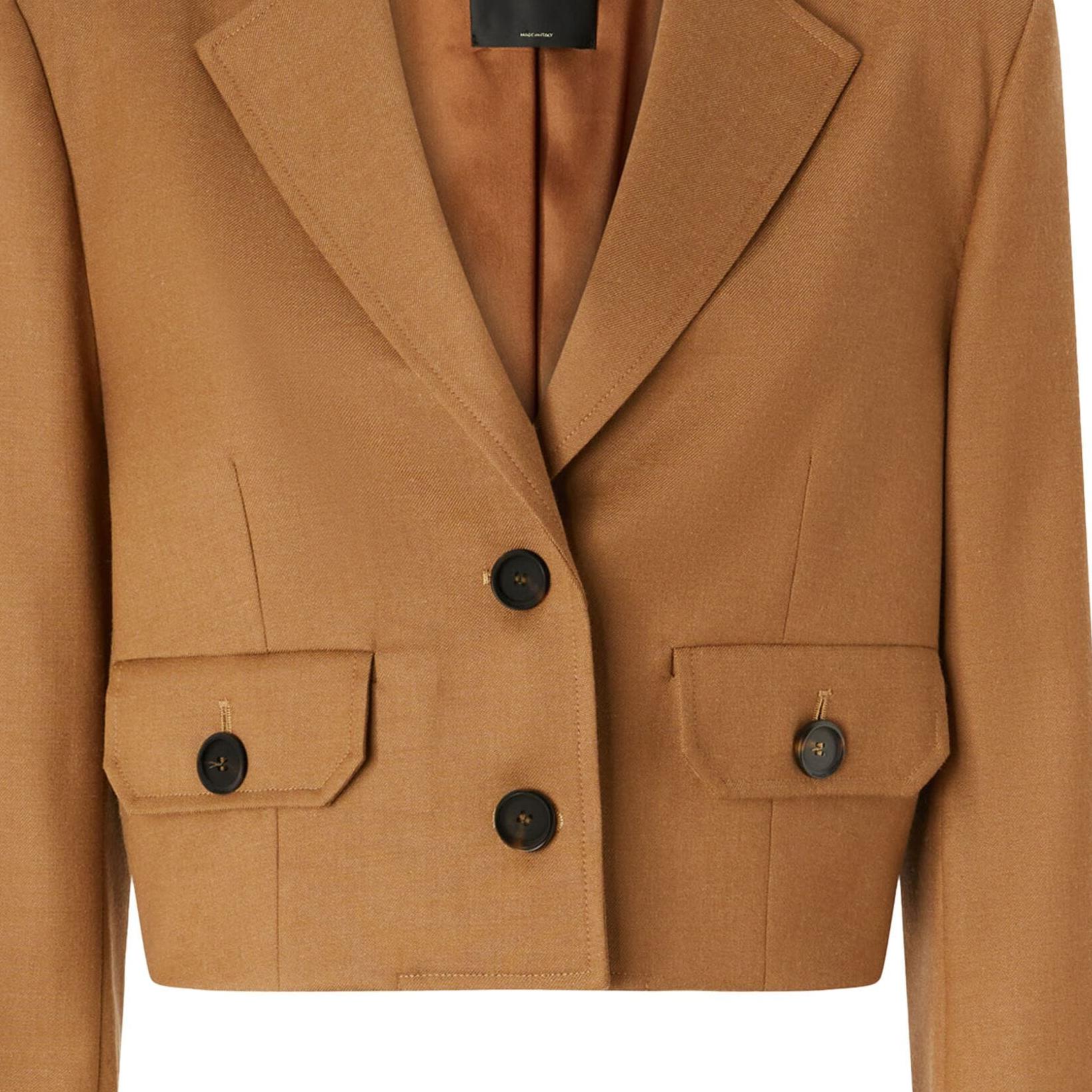 Shop (W) PINKO FW24 Jaket Pendek Coklat Polos Single-Breasted. 104337A1B3