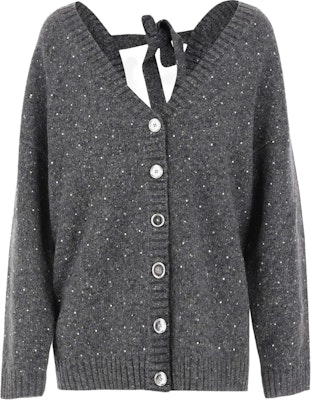 (W) PINKO FW24 灰色针织开衫 钻石V领扣设计. 103966A232-IZ9 Order (W) PINKO FW24 灰色针织开衫 钻石V领扣设计. 103966A232-IZ9