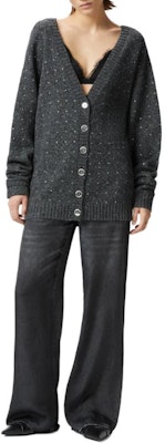 (W) PINKO FW24 灰色针织开衫 钻石V领扣设计. 103966A232-IZ9 Shop (W) PINKO FW24 灰色针织开衫 钻石V领扣设计. 103966A232-IZ9