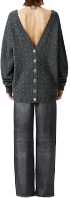 (W) PINKO FW24 灰色针织开衫 钻石V领扣设计. 103966A232-IZ9 Purchase (W) PINKO FW24 灰色针织开衫 钻石V领扣设计. 103966A232-IZ9