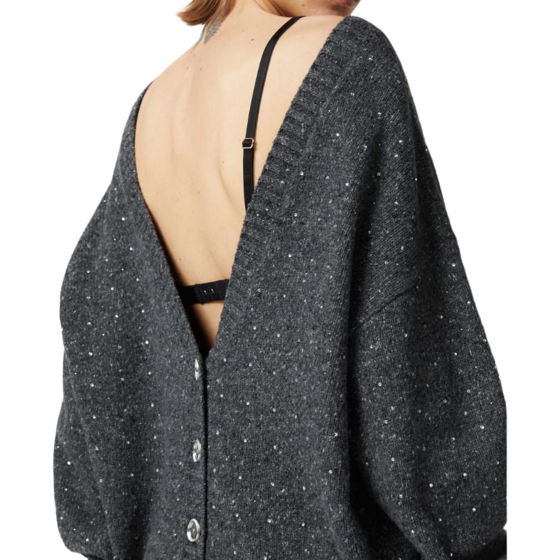 Details for (W) PINKO FW24 灰色针织开衫 钻石V领扣设计. 103966A232-IZ9