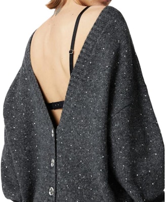 (W) PINKO FW24 灰色针织开衫 钻石V领扣设计. 103966A232-IZ9 Details for (W) PINKO FW24 灰色针织开衫 钻石V领扣设计. 103966A232-IZ9