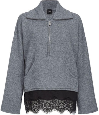 (W) PINKO FW24 灰色蕾絲拼接混色效果針織毛衣。 103919A226 Buy (W) PINKO FW24 灰色蕾絲拼接混色效果針織毛衣。 103919A226