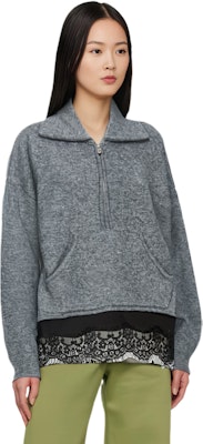 (W) PINKO FW24 灰色蕾絲拼接混色效果針織毛衣。 103919A226 Shop (W) PINKO FW24 灰色蕾絲拼接混色效果針織毛衣。 103919A226