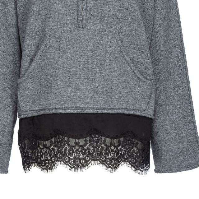 Purchase (W) PINKO FW24 灰色蕾絲拼接混色效果針織毛衣。 103919A226