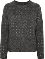 (Women) PINKO FW24 Loose-Fit Gray Sweater with Crystal Ribbed Trim. 103968A232-IZ9 (Women) PINKO FW24 Loose-Fit Gray Sweater with Crystal Ribbed Trim. 103968A232-IZ9