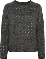 Order (W) PINKO FW24 寬鬆版型灰色毛衣鑲嵌水晶羅紋裝飾。 103968A232-IZ9
